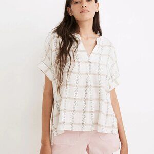 Madewell Plaid Popover Shirt in Cream and Tan - XXS